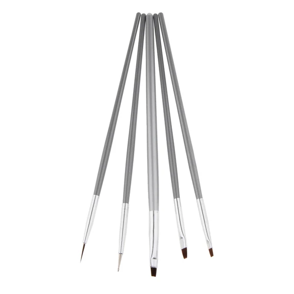 High-Performance Maxbell 5pcs Silver Handle Nail Art Painting Detailing Liner Brushes Dotting Pen Set Tools DIY Kit for Women Girls Enhanced