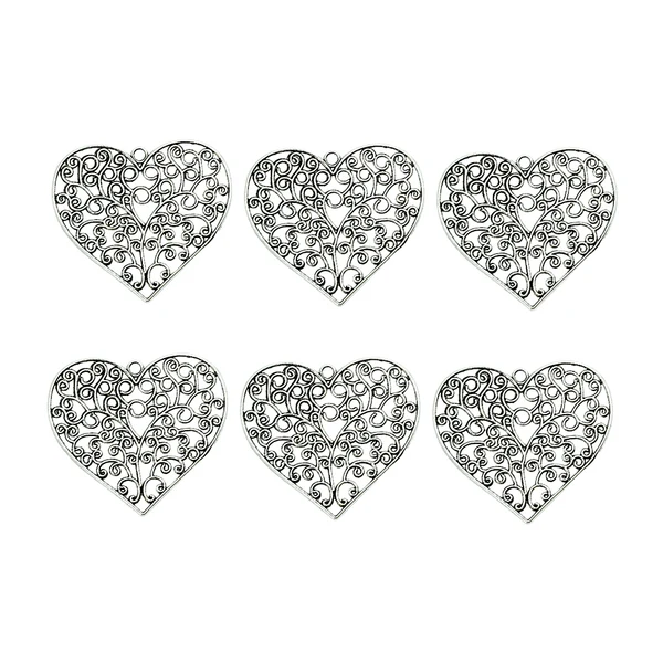 Natural Maxbell 6 Pieces Tibetan Silver Heart Pendant Jewelry Making Charms Extra Large Pendants Minimalist