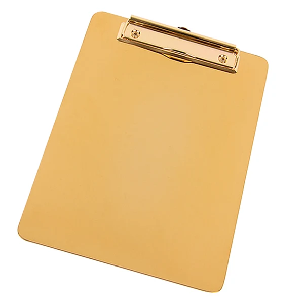 Refined Maxbell 5.9x8.27'' Gold Metal Clipboard w Flat Metal Clip Business Office Warehouse Fine Crafted