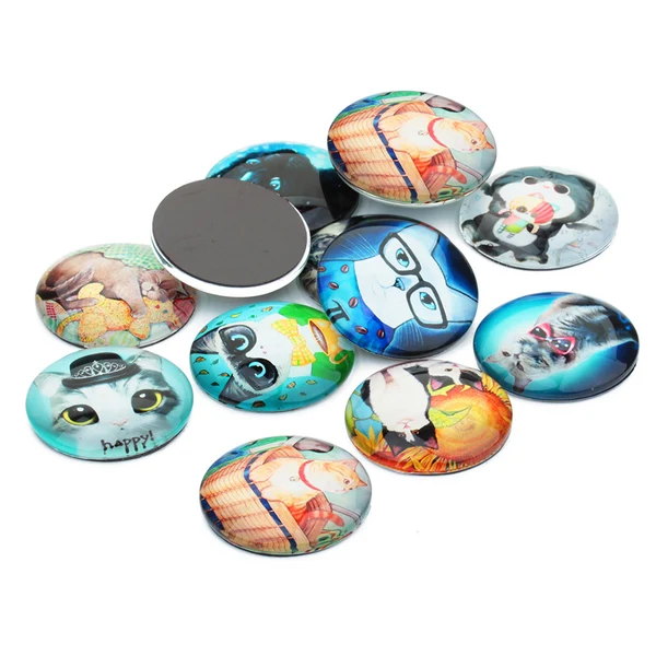 Quality Maxbell 20 Pieces CAT Style CARTOON DESIGN Half Round Glass Cabochons 12mm Jewelry Making Flatback Kids Crafts Accessory Classic