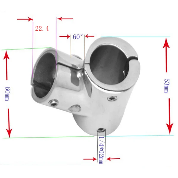 Consistent Maxbell 316 Grade Stainless Steel Boat Marine Handrail Fitting 60 Degree Tee 7 8'' 22mm Breathable