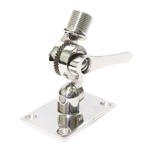 Official Maxbell 1x Boat Stainless Steel 316 Marine VHF Antenna Dual Axis Adjustable Base Mount Clean
