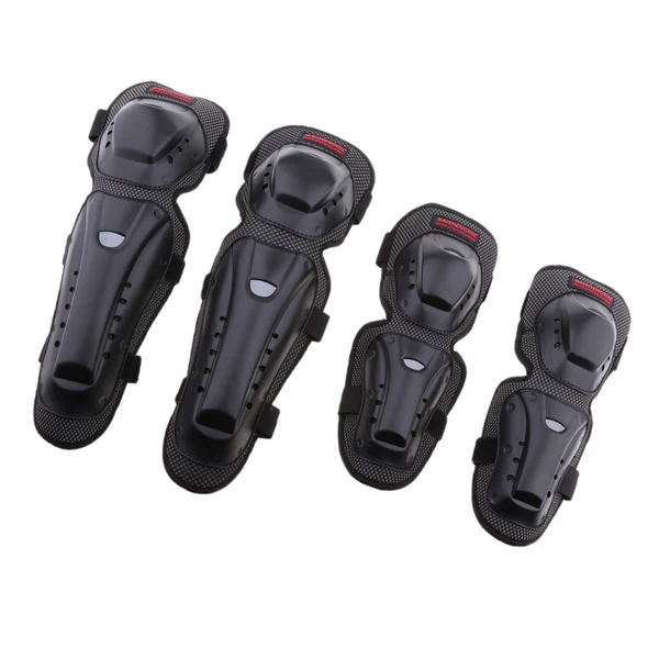 Premium Maxbell 4Pieces Unisex Motorcycle Motocross Cycling Elbow and Knee Pads Protector Guard Armors Set Black Long-Lasting