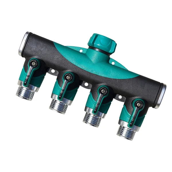 Detailed Maxbell 4 Way Tap Adapter Valve Shut Off Manifold Garden Hose Pipe Connector Split Solid