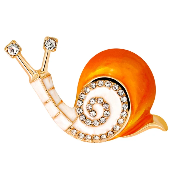 Sustainable Maxbell Cute Enamel Orange Rhinestone Crystal Snail Brooch Pin Cartoon Jewelry Classic