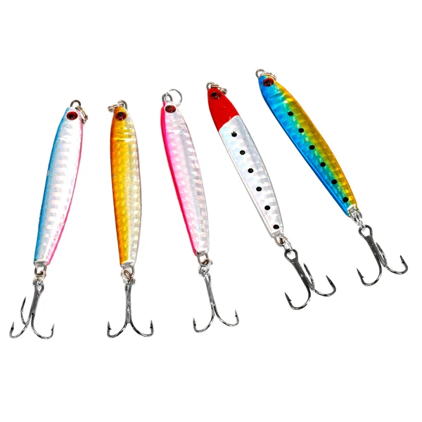 Minimalist Maxbell 5Pcs 13.6g Fishing Lures Hard Baits Casting Lure Deep Sea Pencil Spoon Jigs with 2 Hook High-Quality