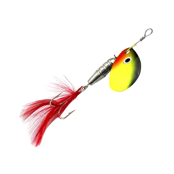Sustainable Maxbell Spoon Fishing Lure Hard Metal Lure Spinnerbait Crankbait with Treble Hooks Bright Red Artificial Feathers Responsible