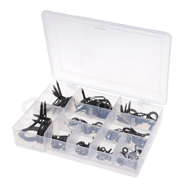 Trendy Maxbell 90Pcs Sea Boat Fishing Rod Guides Top Tips Pole Rod Eye Rings with Clear Box Powerful