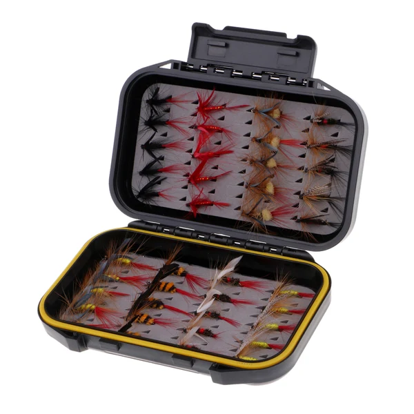 Natural Maxbell 40pcs Wet Dry Fly Fishing Lures Stream Fishing Flies Assortment Classic