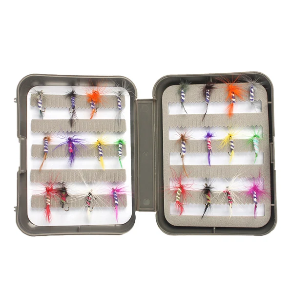 Green Maxbell 24pcs Fly Fishing Flies Kit Fishing Flies Wet Flies Assortment Fly Box for Bass Salmon Trout Fish Trusted