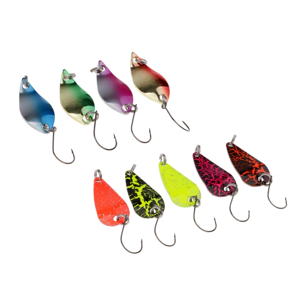 Enhanced Maxbell 9 Pieces Metal Spoon Fishing Lure Hard Baits Sequins Noise Paillette for Various Water Depth Fishing Hard Lures Minimalist