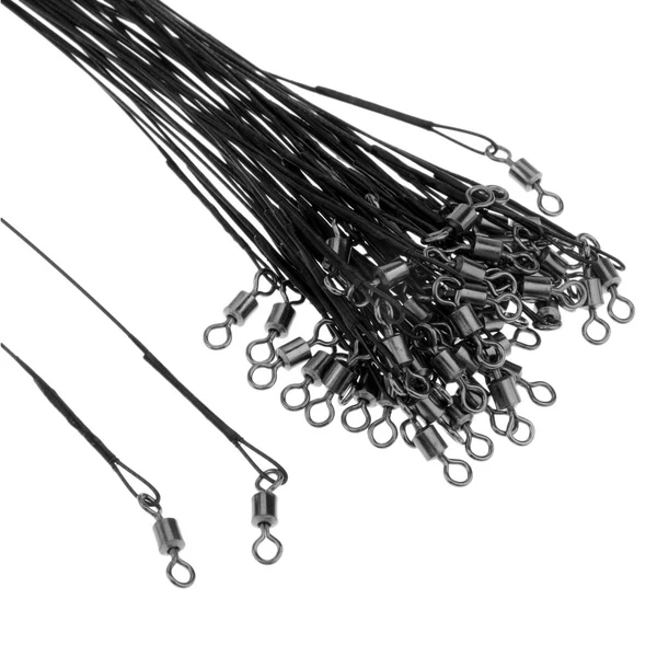 Convenient Maxbell 50pcs lot High-Strength Fishing Leaders Fishing Wires Trace with Snap and Swivel Fishing Accessories Detailed