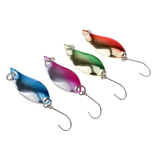 Enhanced Maxbell 4 Pieces Fishing Spoon Lures Metal Hard Baits Artficial Lures Brilliant color strong fish attracting Genuine