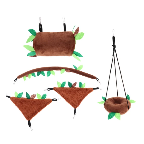 Natural Maxbell 5 pcs Small Animals Hamster Bird Hammock Swing Tunnel Cage Hanging Toys Easy Install In the Cage Sustainable