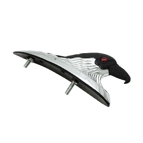 Artisan Maxbell Motorcycle Motorbike Eagle Head Ornament w Red Lighted Eye Chrome Black Aluminum Front Fender Dependable