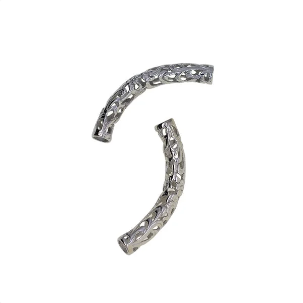 Fine Maxbell 6 Pieces 40mm White Gold Curved Tube Spacer Jewellery Craft Beads Findings Stylish