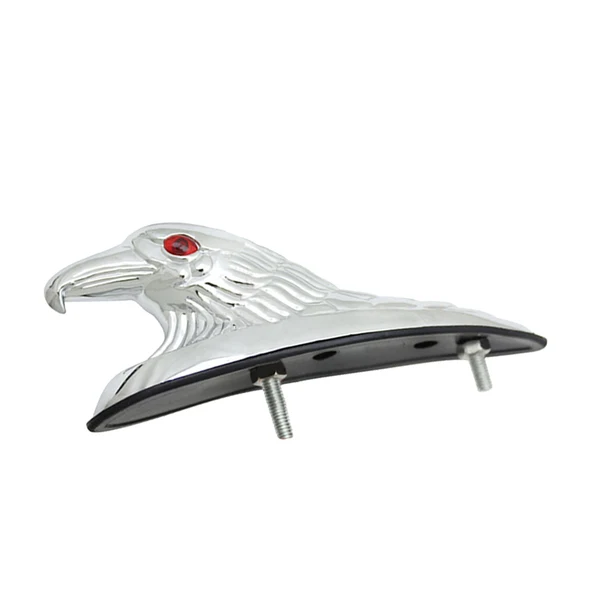 Lightweight Maxbell Motorcycle Motorbike Eagle Head Ornament w Red Lighted Eye Chrome Aluminum Front Fender Comfortable