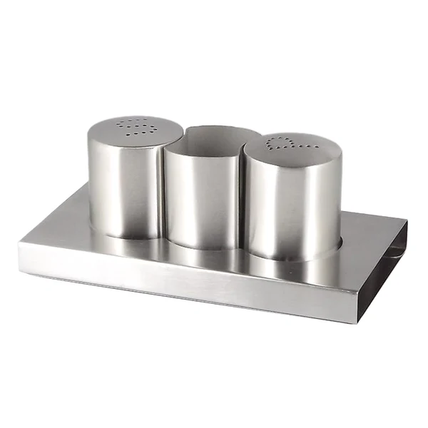 Stylish Maxbell Stainless Steel Seasoning Boxes with Toothpick Holders Set Table Spice Jar Barbecue Pepper Shaker Can Table Condiment Dispenser set Specialty