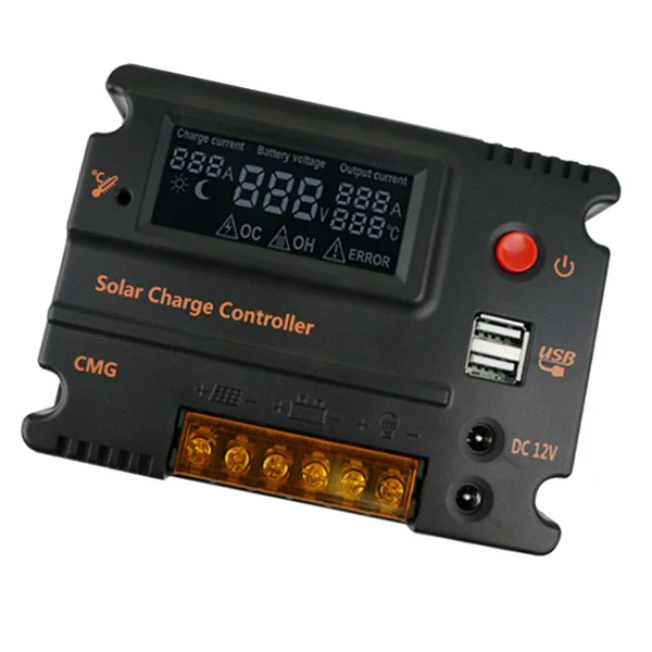 High-End Maxbell 10A MMPT PWM Controller Waterproof Solar Charge Controller w LCD Display and LED Bar Secure