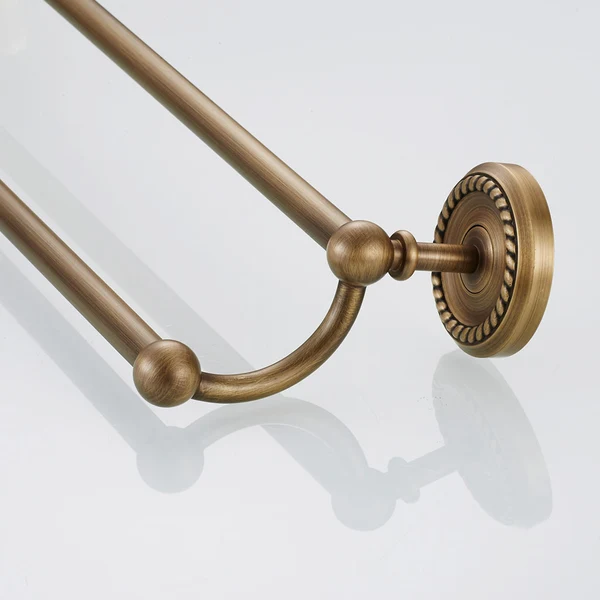 High-End Maxbell Antique Style Brass Double Towel Bar Towel Rack Shelf Bathroom Accessories 24'' Practical