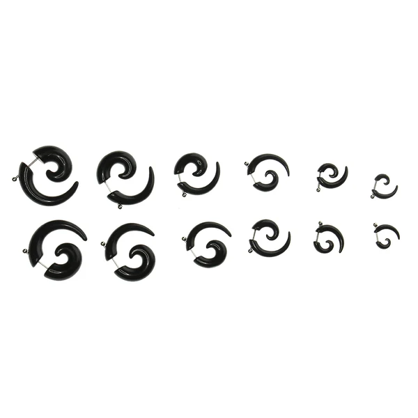 Enhanced Maxbell 6 Pairs Whole Set 8 Gauge-00 Gauge Cheater Illusion Black Spiral Snail Acrylic Tapers Plug Acrylic Stainless Steel Pin Versatile