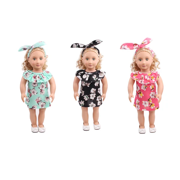 Powerful Maxbell Lovely Summer Outfit Lotus Leaf Collar Dress Hair Band for 18inch American Girl Our Generation Journey Doll Complete Look Green Contemporary