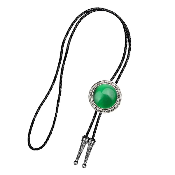 Expertly Made Maxbell Green Natural Stone Western Bolo Tie Classic Cowboy Novelty Pendant Ornament