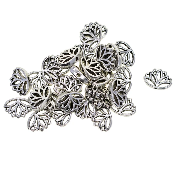 Proven Maxbell LOT 30Pcs MINI Tibetan Silver Spacer Beads Hollow Out Yoga Lotus Shape Loose Beads Charms for DIY Earrings Bracelets Necklaces 16 x 13 x 4 mm Efficient