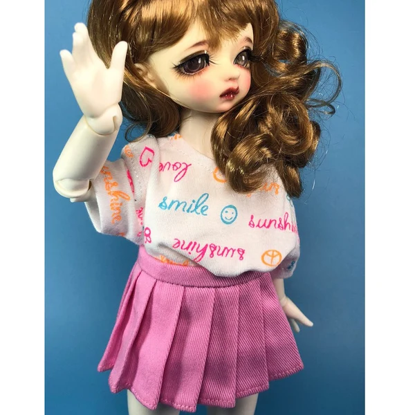 Elegant Maxbell School Style 1 6 BJD Pleated Skirt JK Uniform Clothes for MSD DOD DOC DZ Doll Party Casual Dress Up Wine Red Plaid Top-Quality