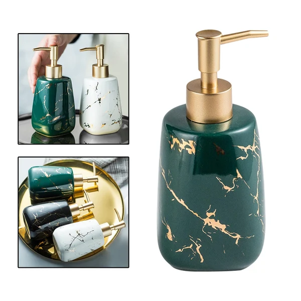 Quality Maxbell Reusable Soap Dispenser Holds 350ml Liquid Hand Pump Marbling Bottle Green Outstanding