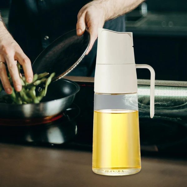 Healthy Maxbell 600ml Oil Bottle Automatic Open and Close Lid for Soy Sauce Syrup Light Gray Luxury