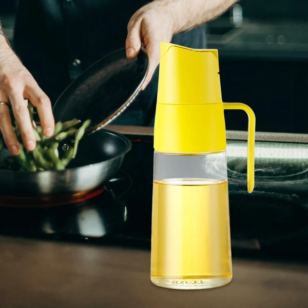 Organic Maxbell 600ml Oil Bottle Automatic Open and Close Lid for Soy Sauce Syrup Yellow Environmentally Friendly