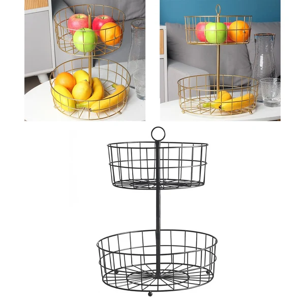 Flexible Maxbell Double Layer Fruit Baskets Save Space Vegetable Holder for Counter Storage Black Reliable