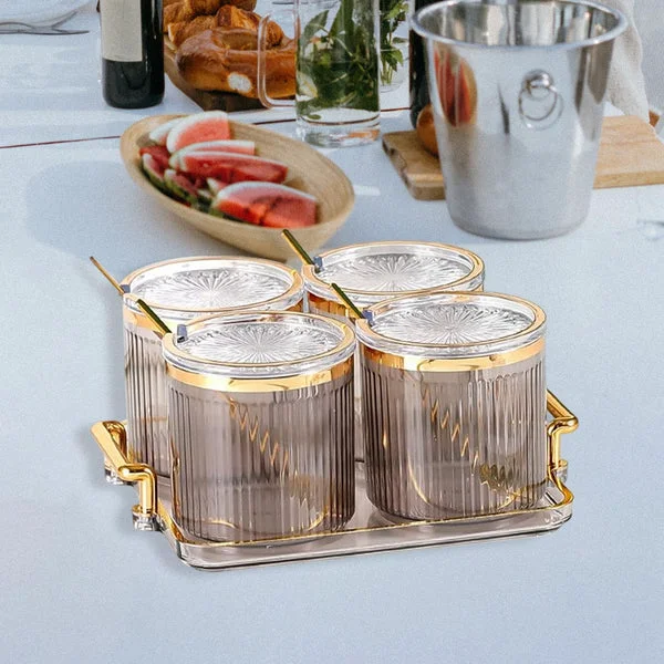Elegant Maxbell 4Pcs Spice Bottle with Soon Seasoning Can Condiment for Kitchen Gray Detailed