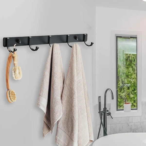 Carefully Designed Maxbell Aluminum Clothes Coat Robe Wall Mounted Hook Towel Rack Rail 5 Hooks Green