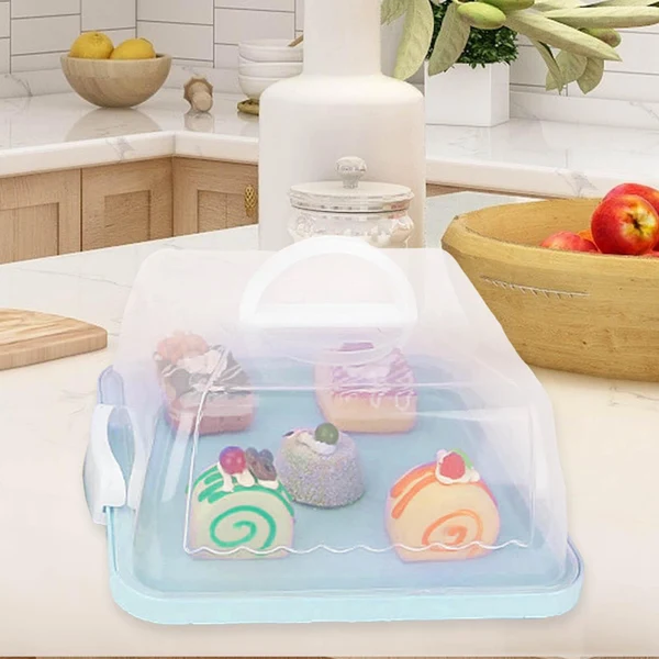 Organic Maxbell Cake Stand with Lid Cover Handle Multi Purpose Plastic Birthday Wedding 8inch Blue Safe
