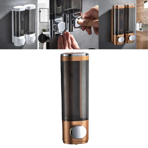 Fast Maxbell Manual Hand Soap Dispenser Shampoo and Conditioner Dispenser Wall Mount Single Gold Relaxed