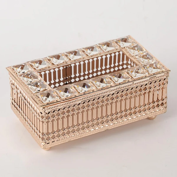 Minimalist Maxbell Crystal Tissue Box Cover Decorative Toliet Facial Paper Box French Golden Practical