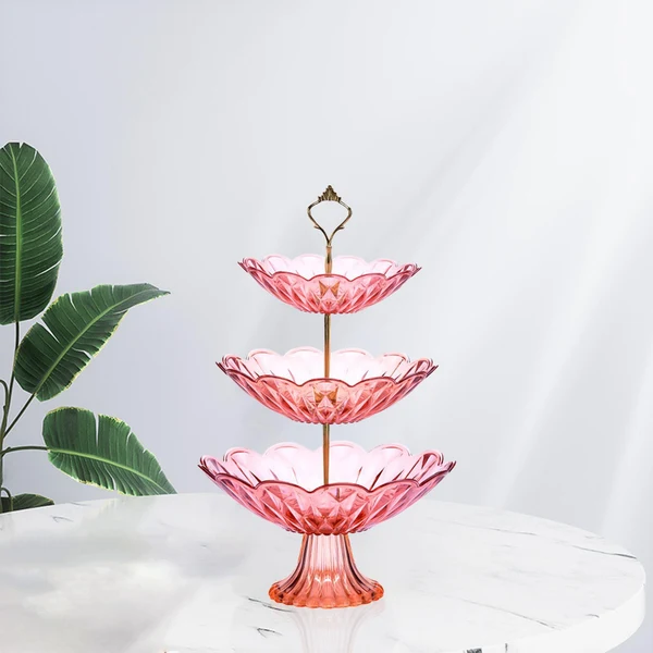 Healthy Maxbell 3 Tier Fruit Basket Storage Tray for for Home Kitchen Party Pink Prestigious
