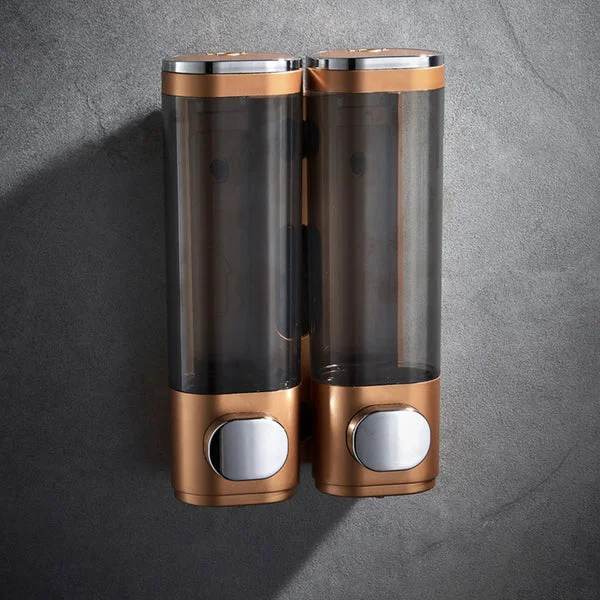 Fine Crafted Maxbell Manual Hand Soap Dispenser Shampoo and Conditioner Dispenser Wall Mount Dual Gold Crafted