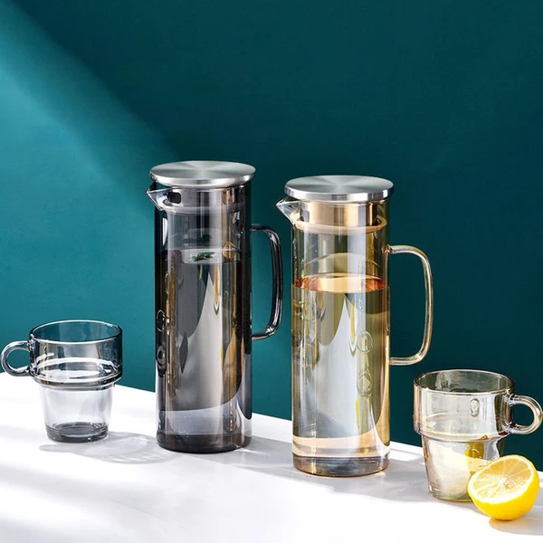 Versatile Maxbell 1.2L Water Pitcher Cold Water Bottle for Lemonade Juice Stainless Steel Lid Minimalist