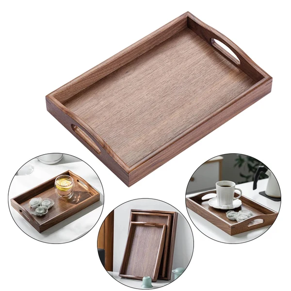 Breathable Maxbell Hotel Tea Serving Tray Dual Handle Dessert Plate for Restaurant Bread Wood S Classic