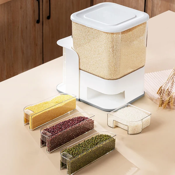 Optimized Maxbell Multi Rice Storage Container Measuring Airtight for Pantry Ce Dry Food grey Certified