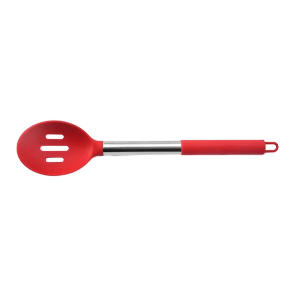 Premium Material Maxbell Silicone Kitchen Serving Spoon Tablespoons Set for Party Kitchen Buffet Red Slotted Spoon Classic