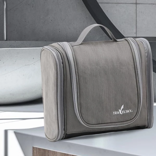 Sophisticated Maxbell Toiletry Bag with Zippers Handle Lightweight Waterproof Large Capacity Dark Gray Versatile