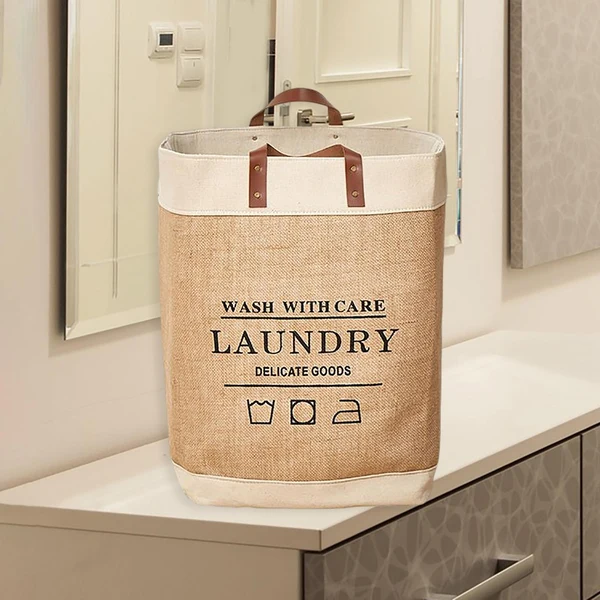 Luxury Maxbell Cotton Linen Large Storage Bins Laundry Basket with Handles Letter Only Flexible
