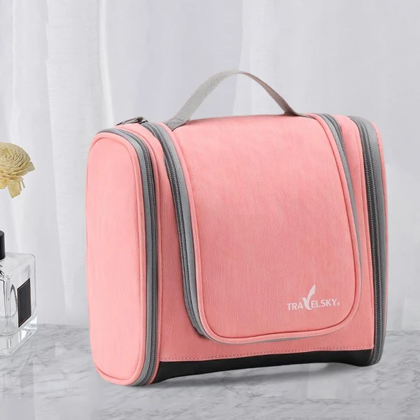 Organic Maxbell Toiletry Bag with Zippers Handle Lightweight Waterproof Large Capacity Pink Classic