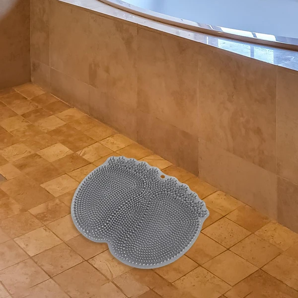 Premium Material Maxbell Foot Scrubber TPE Soft Massage Pad with Suction Cups for Spas Shower Grey Enhanced