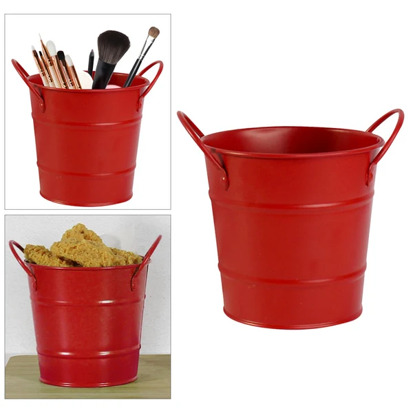 Clean Maxbell Multi Functional Icing French Fries Bucket with Handles for Home BBQ Kitchen Red Natural
