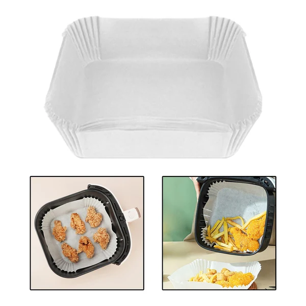 Fine Crafted Maxbell Air Fryer Disposable Paper Liner Non Stick for Party 16x16x4.5cm White 25Pcs Elite